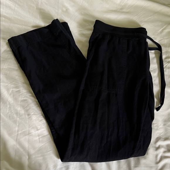 Caslon Linen Blend Black Straight Wide Leg Women's Pants Size XS - Picture 5 of 12